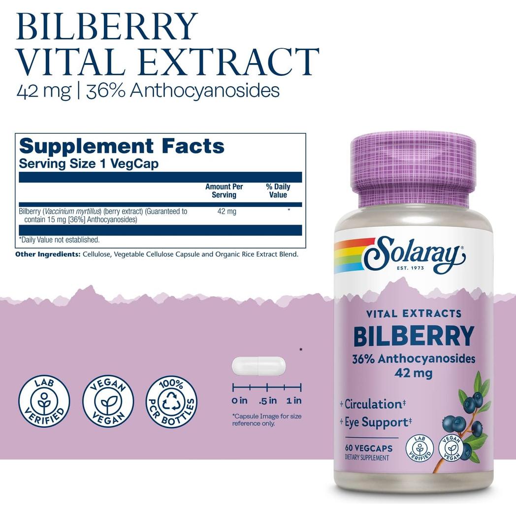 Extracto de arándano de Solaray 60 cápsulas de 42 mg