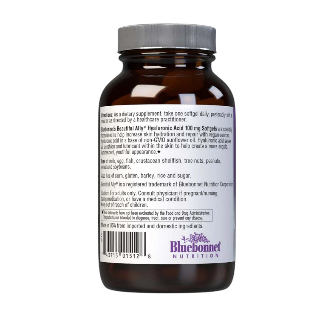 Bluebonnet Beautiful Ally Hyaluronic Acid 100mg 90 softgels