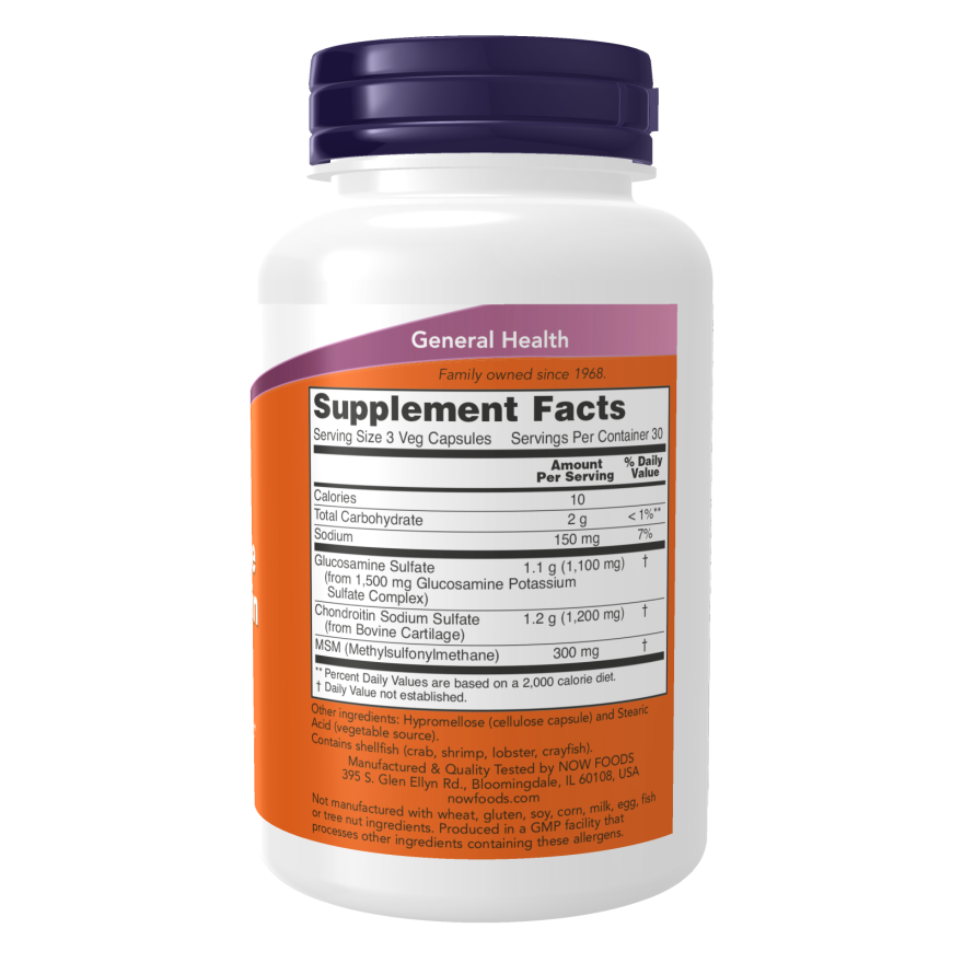 Glucosamina, condroitina y MSM de NOW Foods, 180 cápsulas