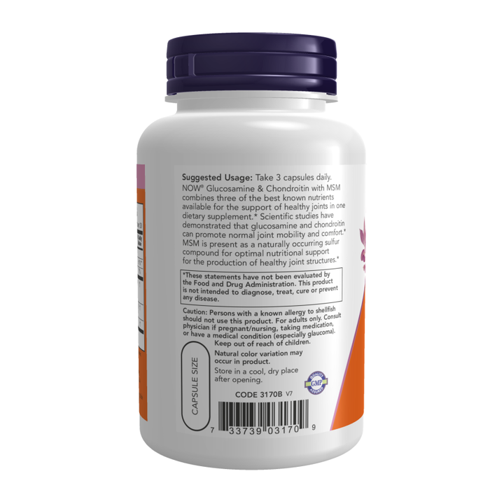 Glucosamina, condroitina y MSM de NOW Foods, 180 cápsulas