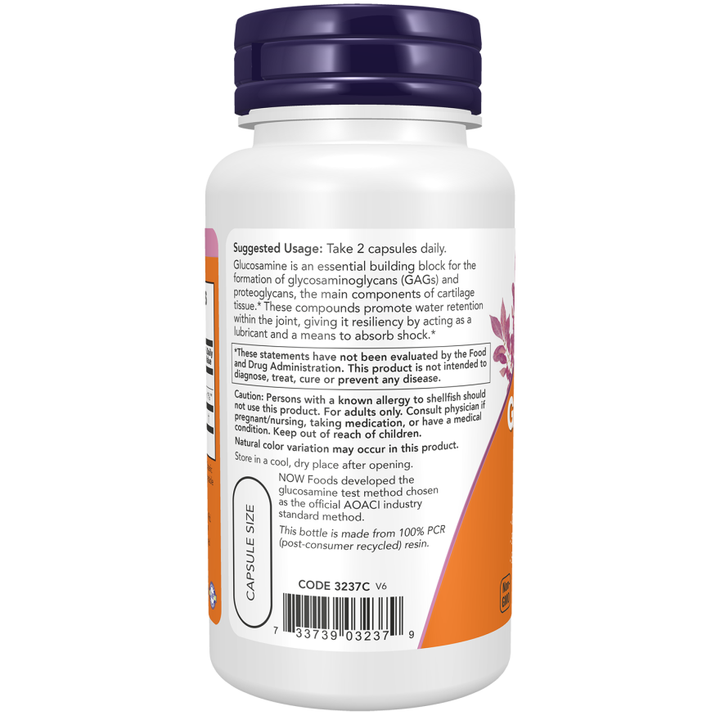 Glucosamina 1000 de NOW Foods (clorhidrato de glucosa 1000 mg) - 180 cápsulas vegetales