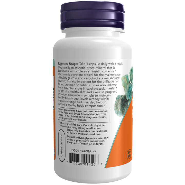 Picolinato de cromo de NOW Foods, 200 mcg, 250 cápsulas vegetales