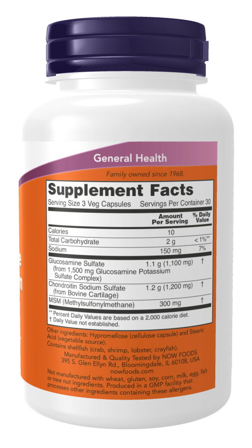 NOW Foods Glucosamine, Chondroitin & MSM  180 Capsules