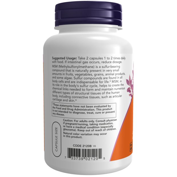 NOW Foods MSM - Methylsulphonylmethane  120 Capsules  1000mg