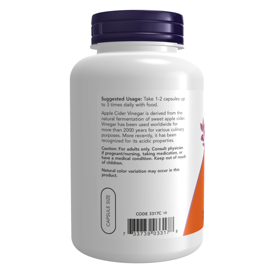 Vinagre de sidra de manzana de Now Foods 450 mg - 180 cápsulas