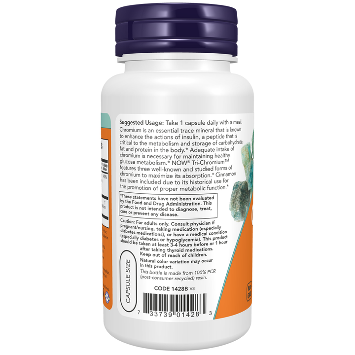 Tri-Chromium™ de NOW Foods 500 mcg con canela, 90 cápsulas vegetales