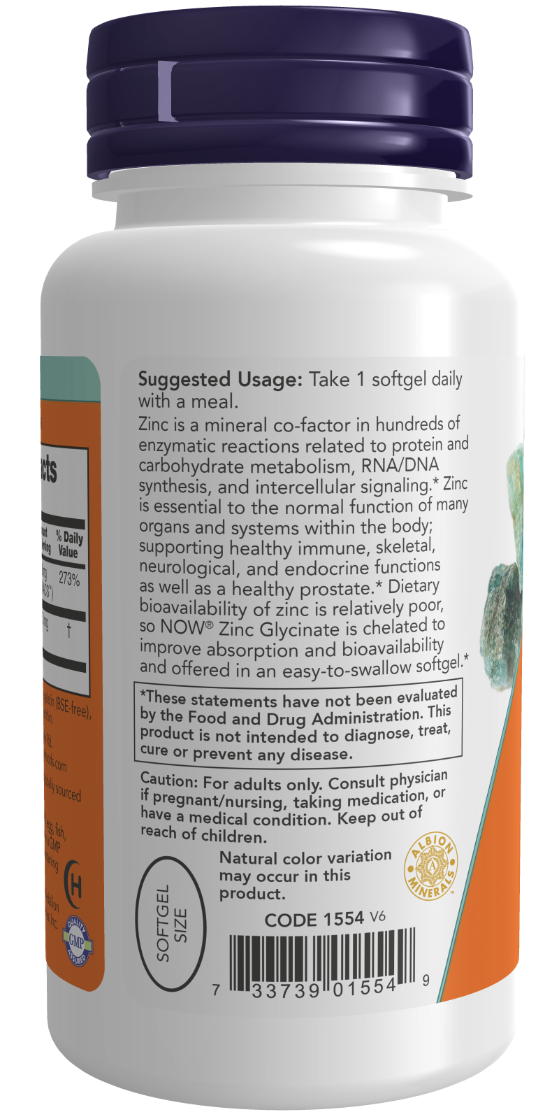 NOW Foods Zinc Glycinate 120 Softgels