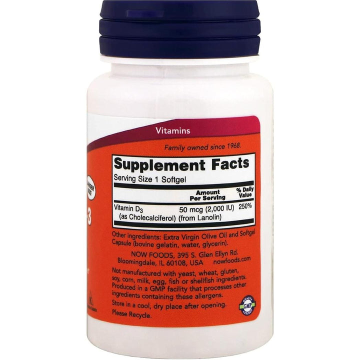 NOW Foods Vitamin D-3 2000 IU 240 Softgels