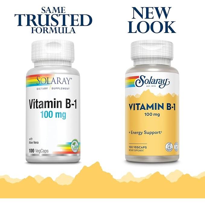 Vitamina B-1 de Solaray - 100 mg - 100 cápsulas