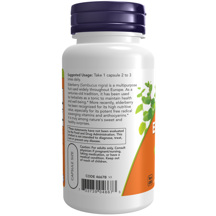 Now Foods Elderberry 500 mg 60 Veg Capsules