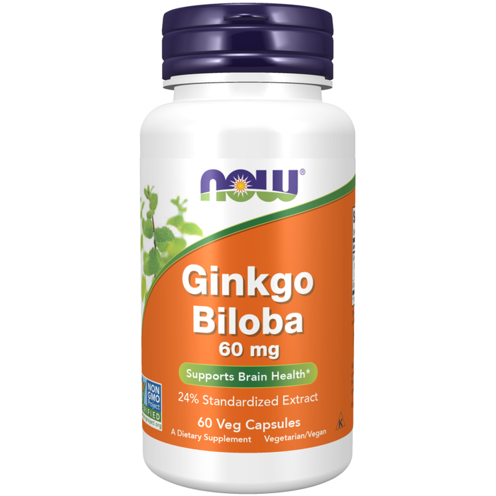 Extracto estandarizado de Ginkgo Biloba al 24 % de NOW Foods - 60 cápsulas