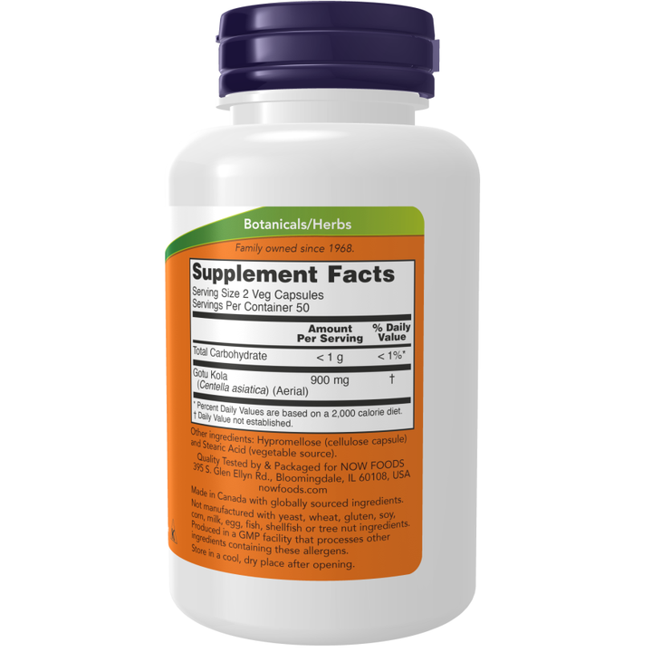 NOW Foods Gotu Kola 450 mg 100 cápsulas vegetales