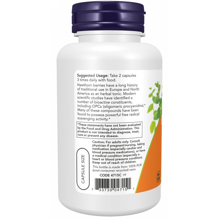 Now Foods Hawthorn Berry 540 mg 100 Veg Capsules