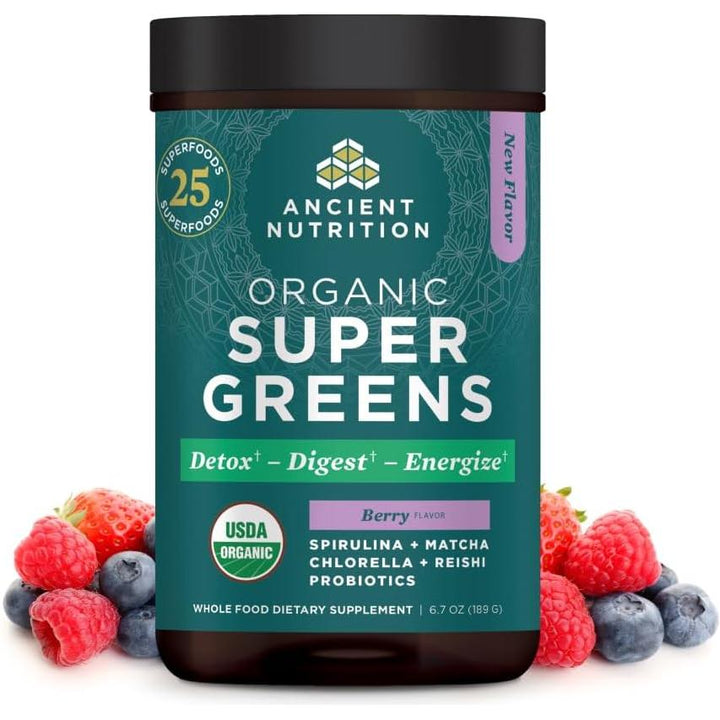 Superalimento orgánico de Ancient Nutrition con bayas para desintoxicar, digerir y digerir energía, 6,7 oz 