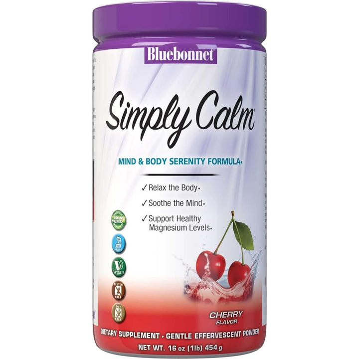 Polvo calmante Simply Calm de Bluebonnet, sabor cereza, 16 oz (1 lb)