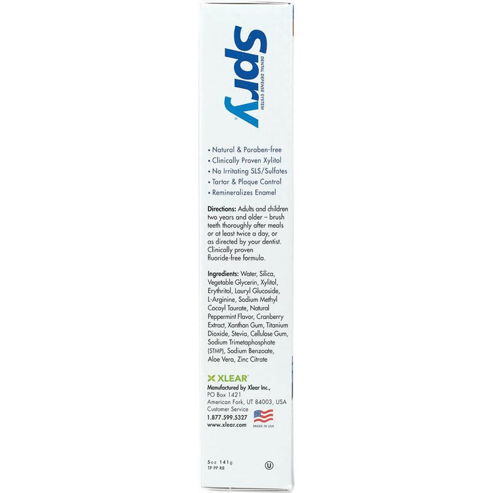 XLEAR Spry Xylitol Toothpaste Peppermint 5oz Fluoride-Free