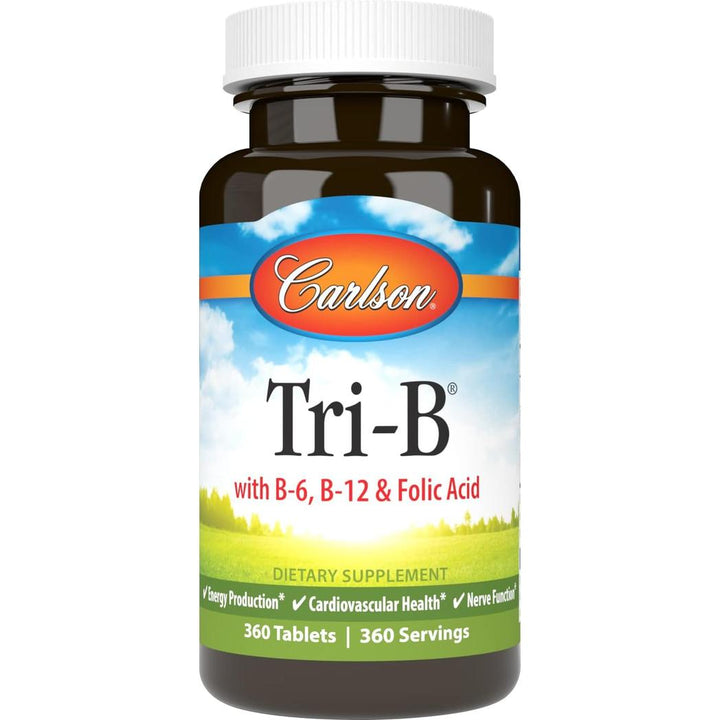 Complejo de vitamina B Tri-B de Carlson Labs, 360 comprimidos, sin gluten ni conservantes