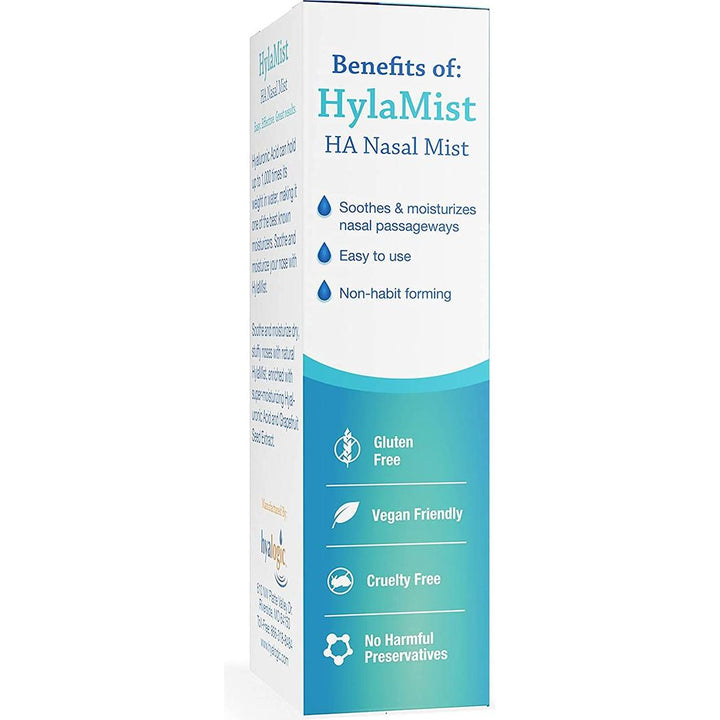 Hyalogic HylaMist Nasal Spray Hyaluronic Acid, Nasal Moisturizer for Dry Nose, Stuffy Nose Relief, Grapefruit Seed Extract Nasal Spray 2 oz