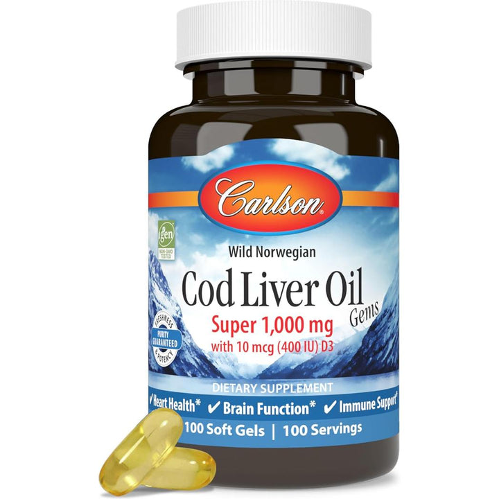 Carlson Cod Liver Oil, Super 1000 mg 100 softgels