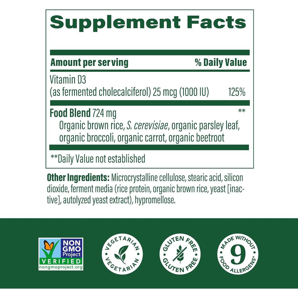 MegaFood Vitamin D3 1000 IU (25 mcg) 60 tablets