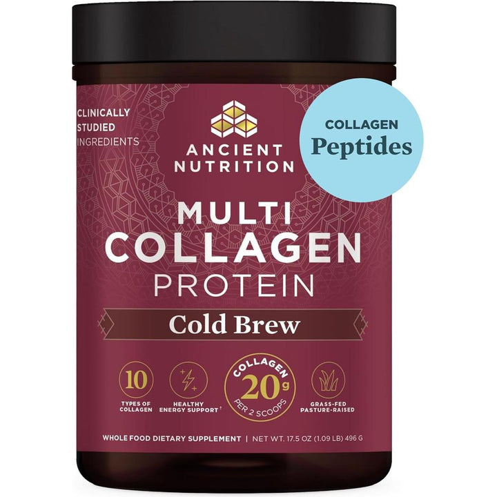 Ancient Nutrition Hydrolyzed Collagen Peptides Powder, Cold Brew Multi Collagen Protein Servings