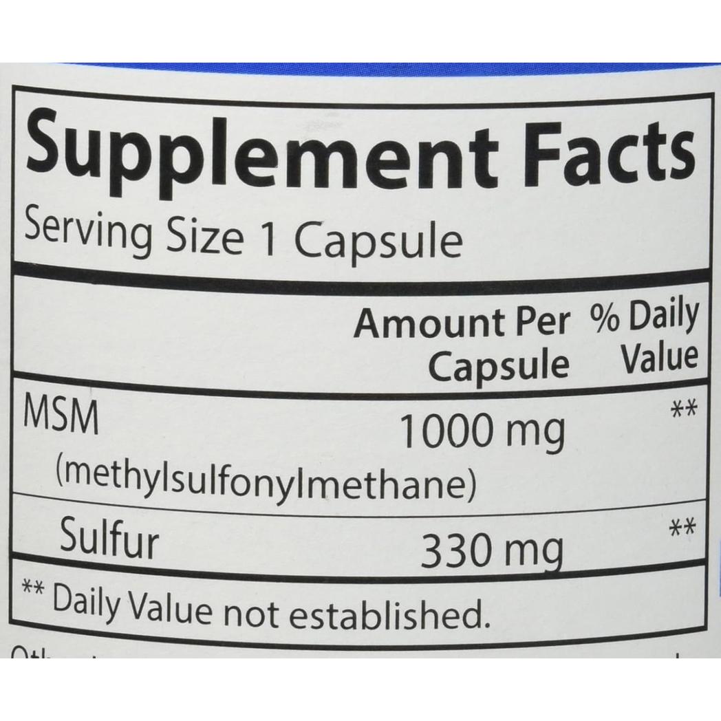 Carlson Labs MSM Sulfur MSM 1000mg,Sulfur 330 mg 180 Capsules