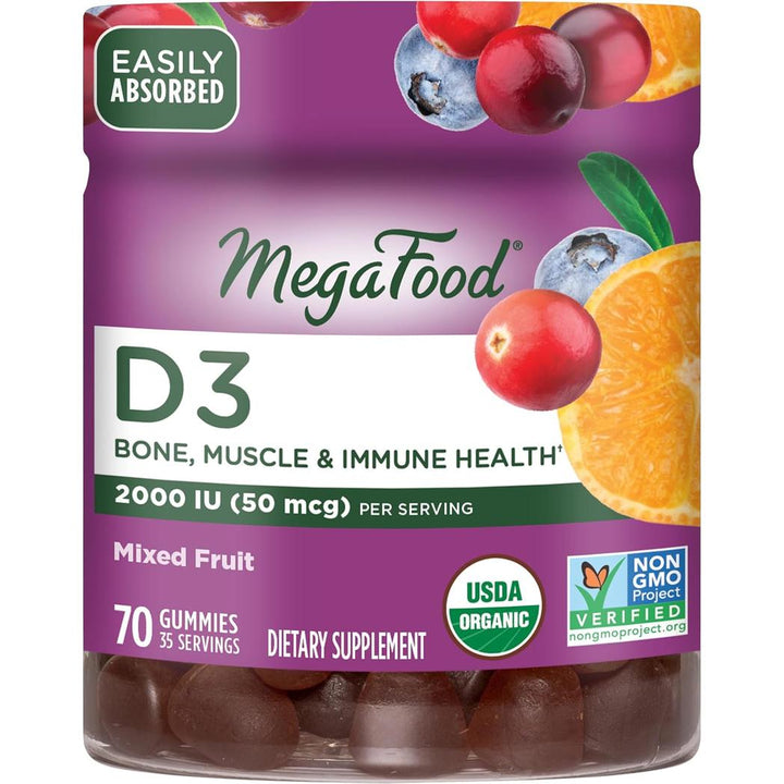 MegaFood D3 2000 IU Gummies (50 mcg) 70 gummies