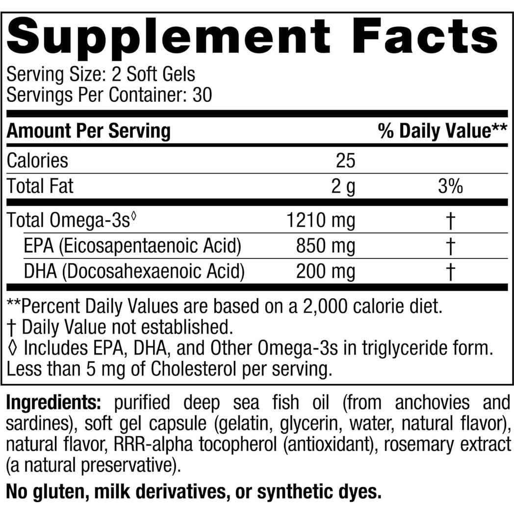 Nordic Naturals EPA, Lemon - 60 Soft Gels - 1210 mg Omega-3 - High-Intensity EPA Formula