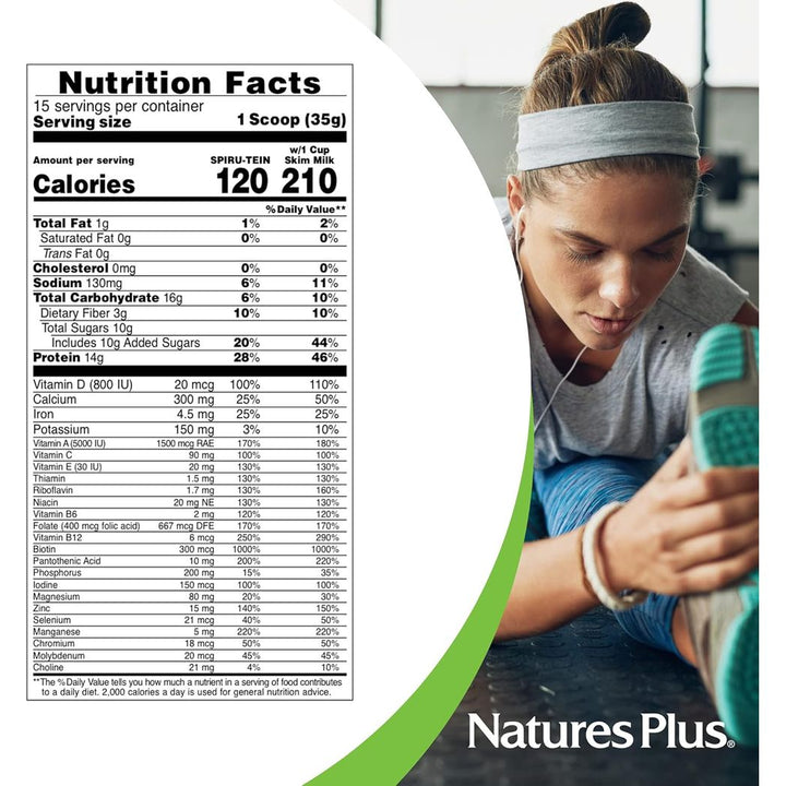 Comida energética con alto contenido proteico SPIRU-TEIN® de Nature's Plus, galletas y crema, 1,06 lb SPIRUTEIN