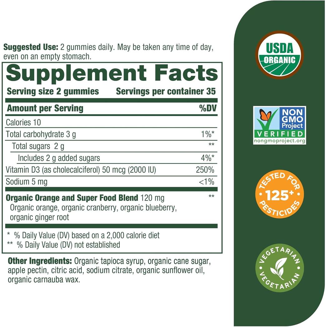 MegaFood D3 2000 IU Gummies (50 mcg) 70 gummies