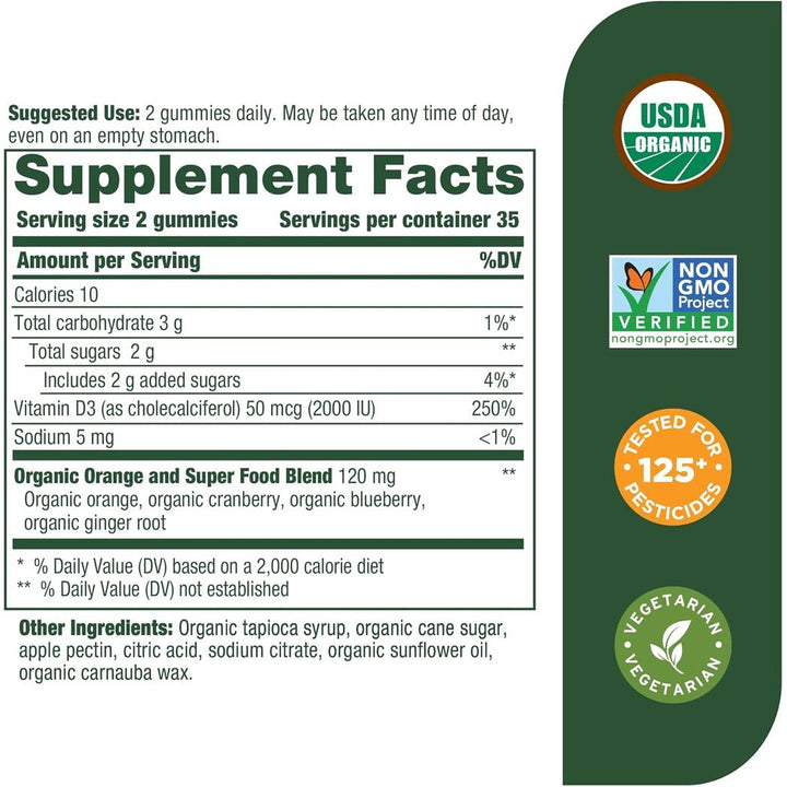 MegaFood D3 2000 IU Gummies (50 mcg) 70 gummies