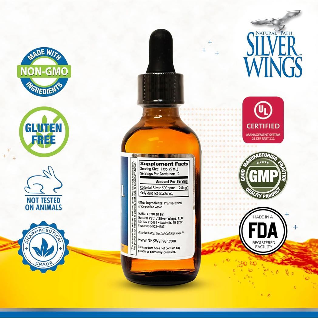 Natural Path / Silver Wings Plata coloidal 500 ppm 2 oz.