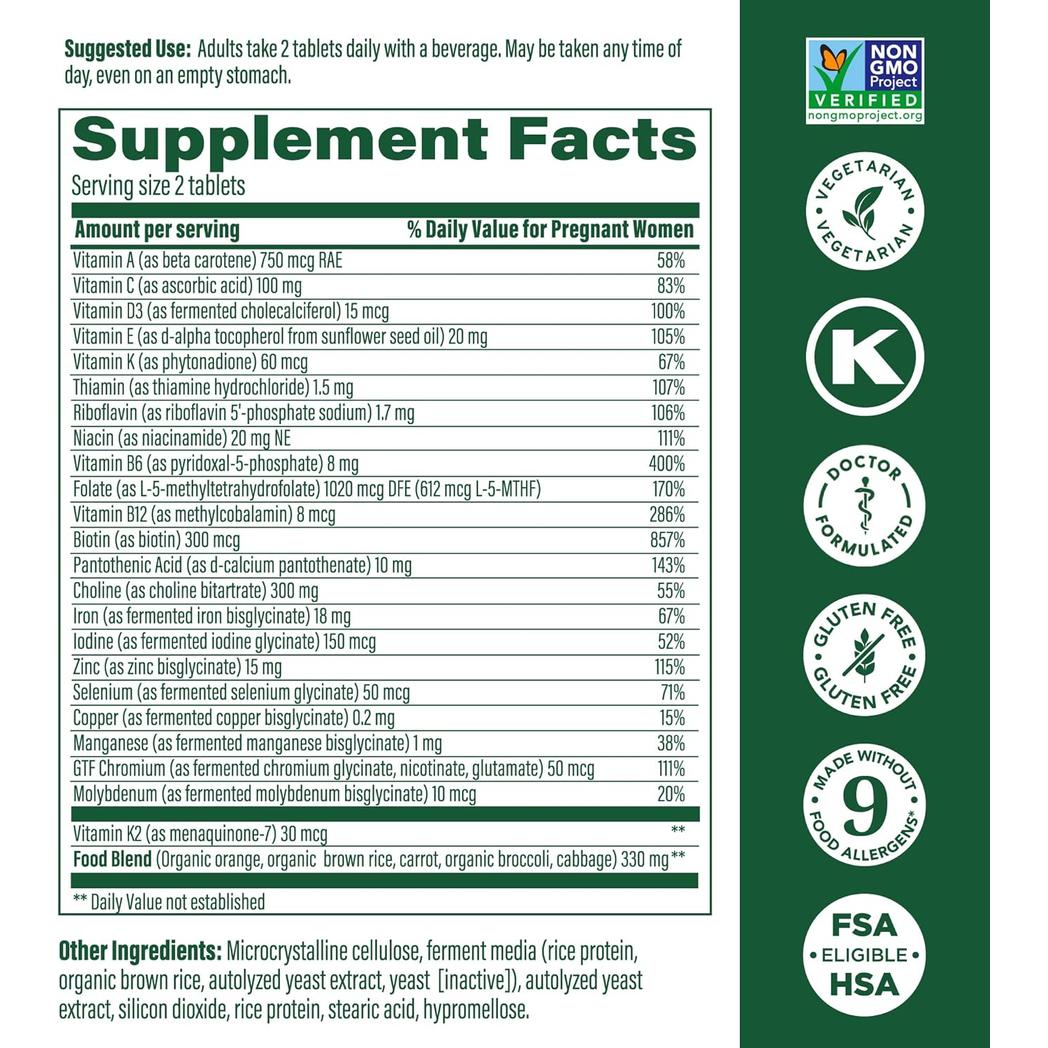 MegaFood Baby & Me 2 Prenatal Multi 60 tablets