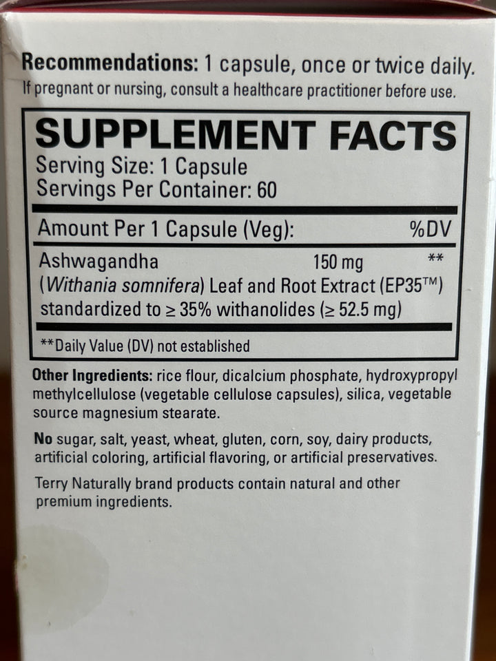 Terry Naturally Ashwagandha EP35™ Extra Strength  60 capsules