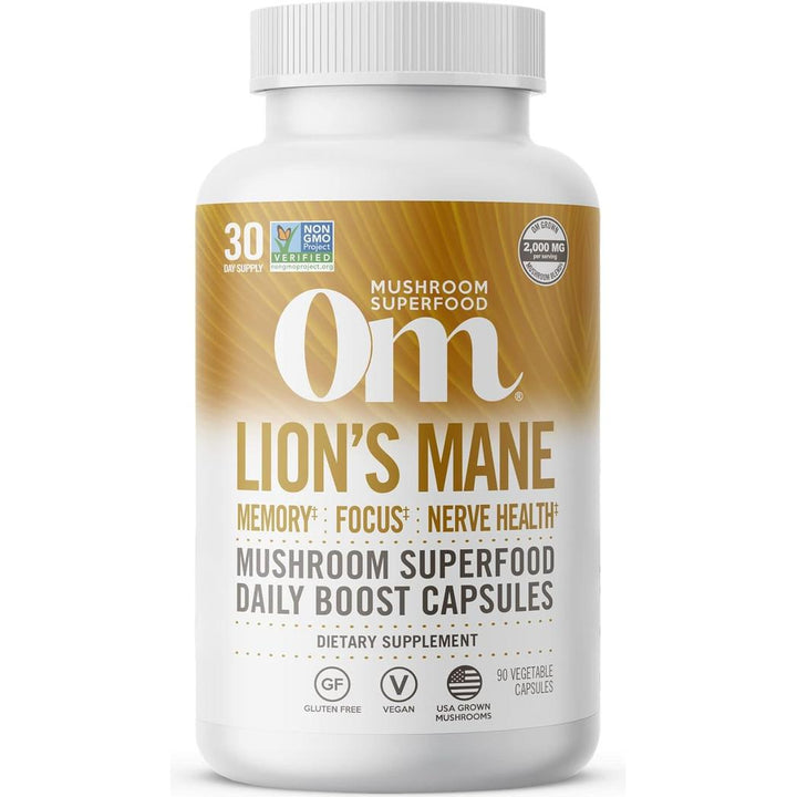 Om Mushroom Superfood Lion's Mane Mushroom Superfood Supplement, 90 capsules