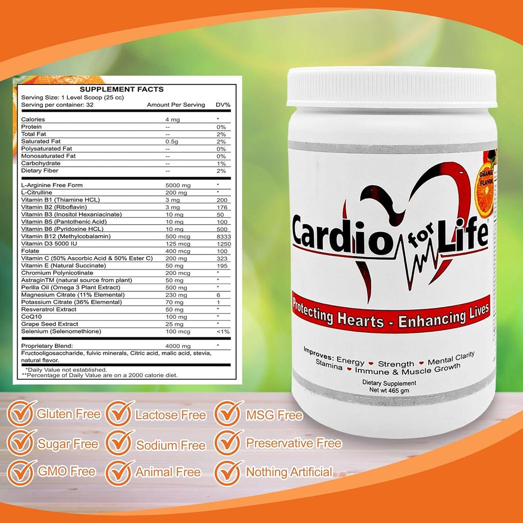 CardioForLife - 16 oz. CardioForLife Powder con AstraGin - Sabor a naranja