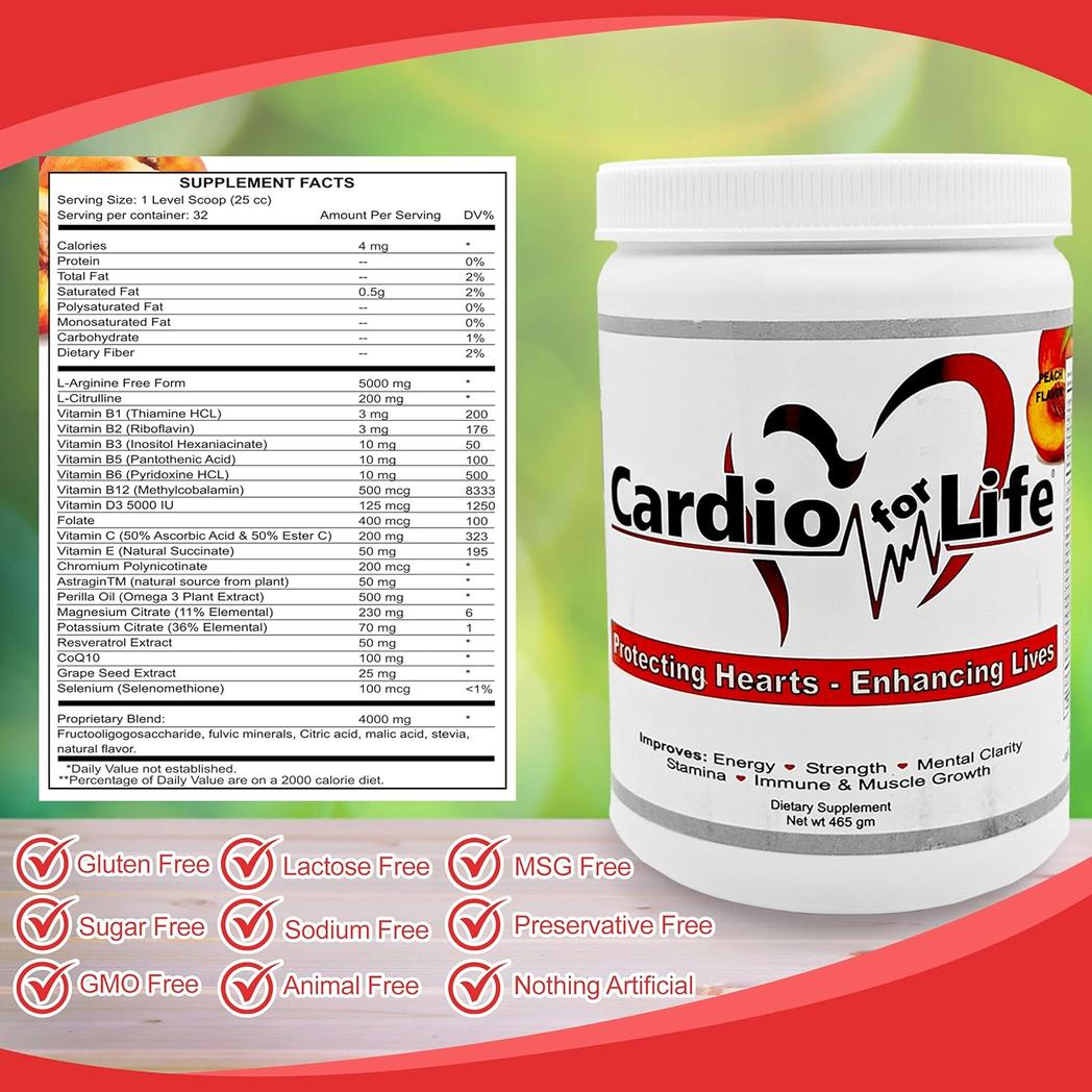 CardioForLife - 16 oz. Polvo con AstraGin - Melocotón