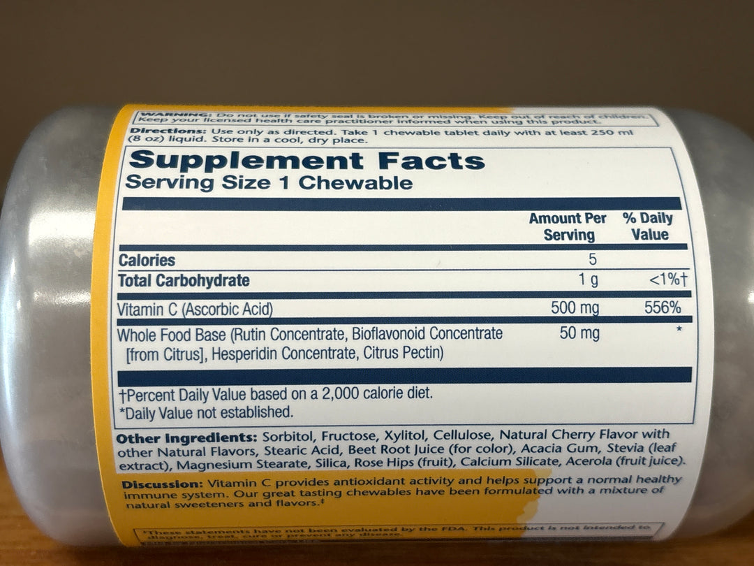 Solaray Vitamin C - 500 mg - Chewable Cherry - 100 wafers