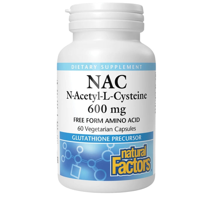 Natural Factors 600mg NAC N-Acetyl-L-Cysteine Amino Acid 60 Vegetarian Capsules