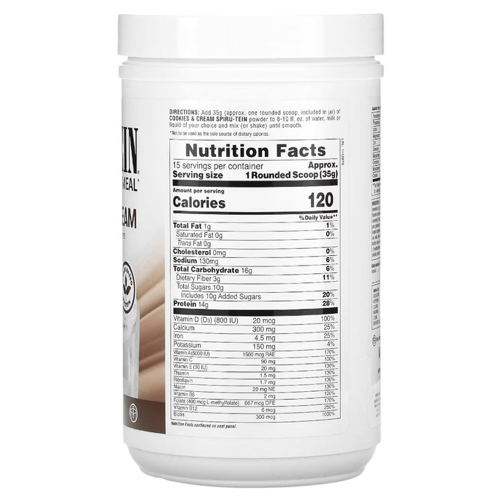 Nature's Plus SPIRU-TEIN® High-Protein Energy Meal Cookies & Cream 1.06lb SPIRUTEIN