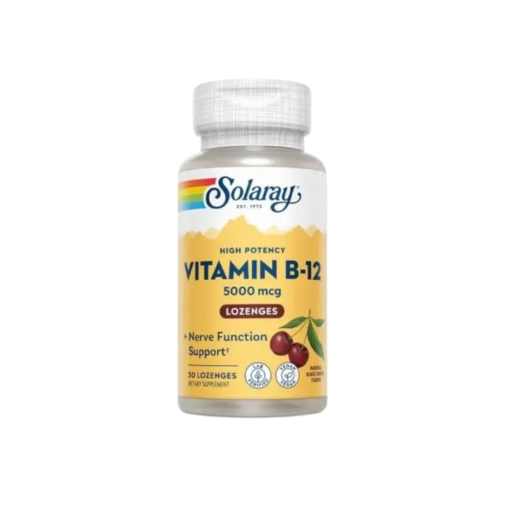 Solaray Vitamin B-12 Lozenge Black Cherry 5000 mcg 30 Lozenges