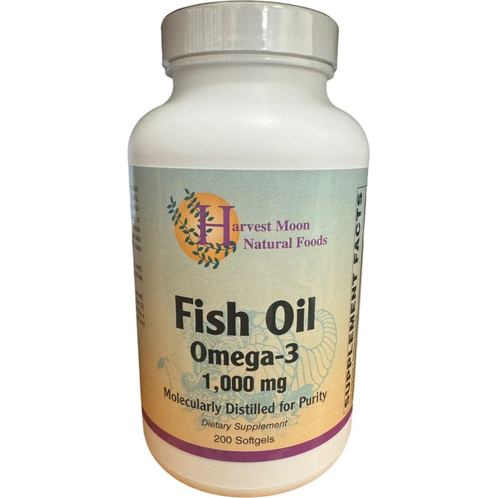 Aceite de pescado Omega-3 destilado molecularmente Harvest Moon 200 cápsulas