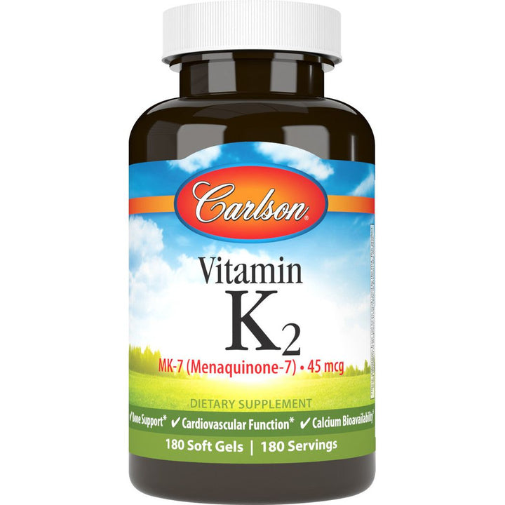 Carlson Labs Vitamina K2 MK-7 Menaquinona-7 45 mcg 180 cápsulas blandas Sin gluten