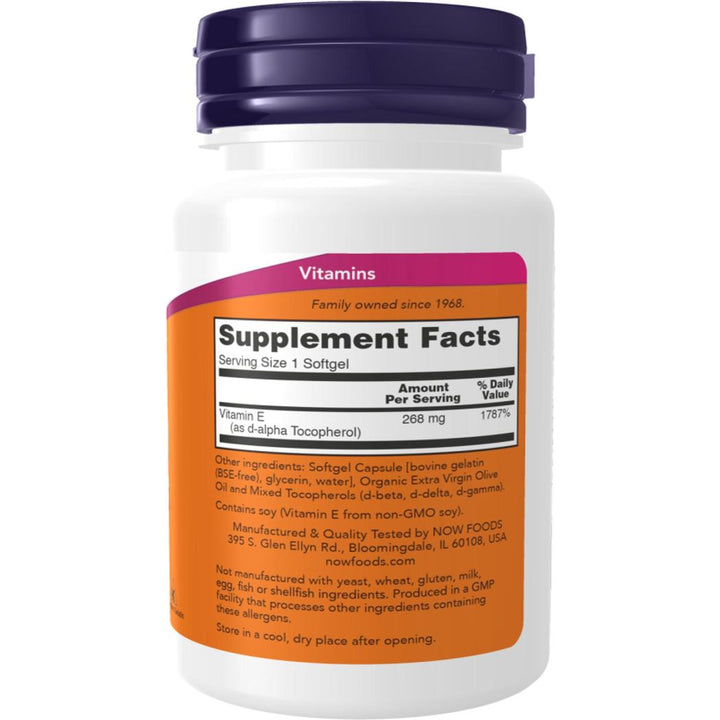 Now Foods Vitamin E 400 IU  100 Softgels  W/ Mixed Tocopherols