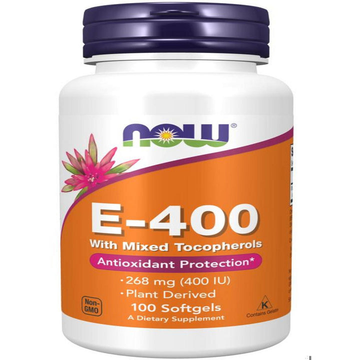 Now Foods Vitamin E 400 IU  100 Softgels  W/ Mixed Tocopherols